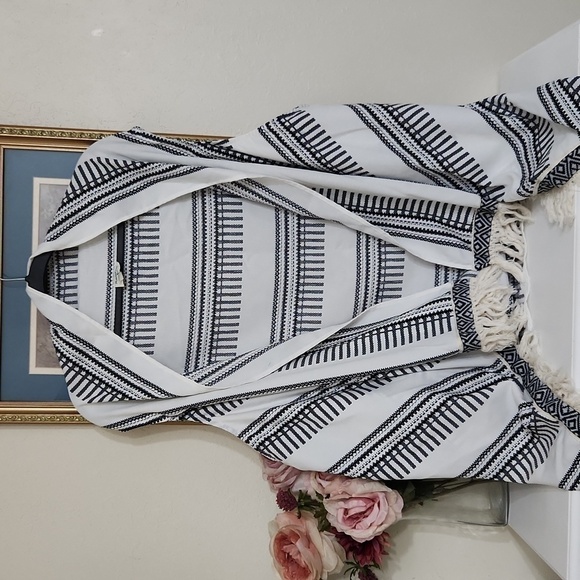 Bohemian Vest Kimono Coverup Aztec Vacation Lagenlook beachy feminine Western - Picture 1 of 8
